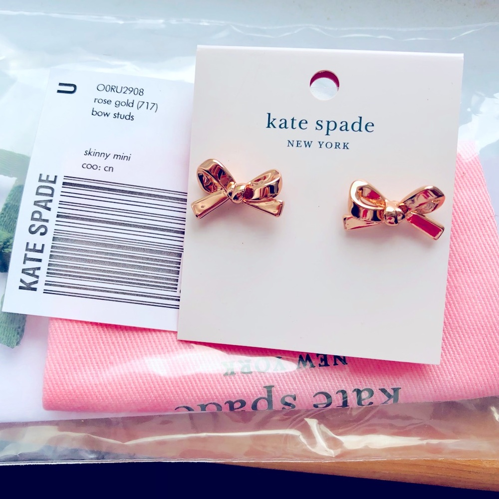 Kate Spade | NWT Rose Gold Skinny Mini Bow Studs